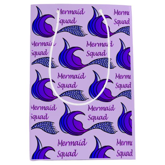 Mermaid Squad Paarse cadeau Medium Cadeauzakje (Voorkant)