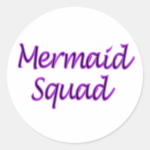 Mermaid Squad paarse letters op een sticker