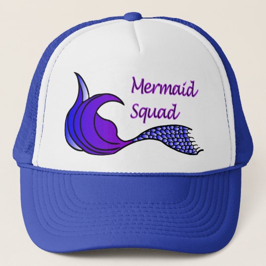 Mermaid Squad Paarse Staart Trucker Pet (Voorkant)