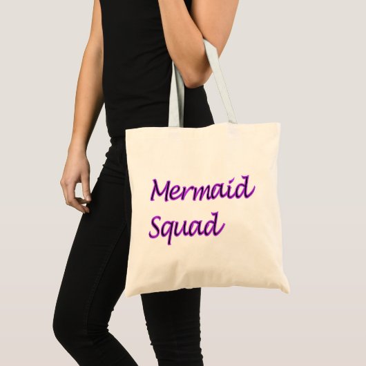Mermaid Squad Paarse Words Tote Bag (Voorkant (product))