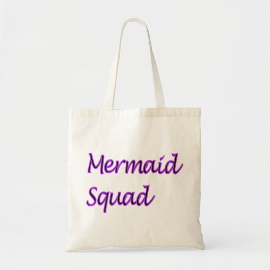 Mermaid Squad Paarse Words Tote Bag (Voorkant)