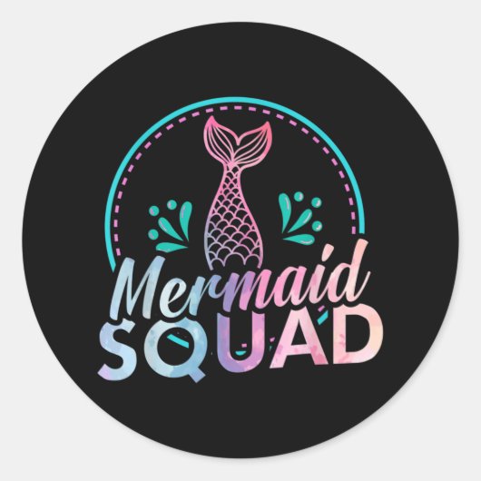 Mermaid Squad Ronde Sticker (Voorkant)
