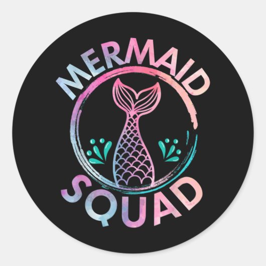 Mermaid Squad Ronde Sticker (Voorkant)