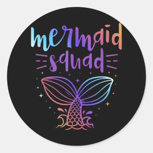 Mermaid Squad Ronde Sticker (Voorkant)