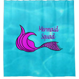Mermaid Squad roze mermaid tail douche curtiel Douchegordijn