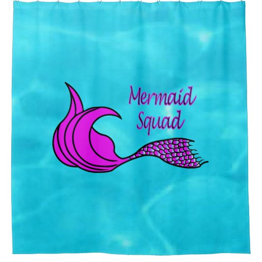 Mermaid Squad roze mermaid tail douche curtiel Douchegordijn (Voorkant)