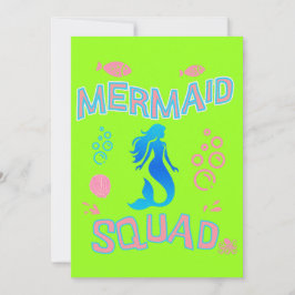 Mermaid Squad Verjaardagsfeestje T-shirt, Meisjes Kaart