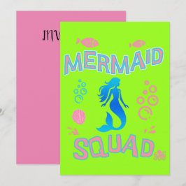 Mermaid Squad Verjaardagsfeestje T-shirt, Meisjes Kaart