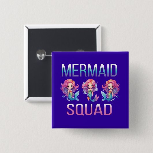 Mermaid Squad Vierkante Button 5,1 Cm (Voorkant /achterkant)