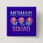Mermaid Squad Vierkante Button 5,1 Cm (Voorkant)
