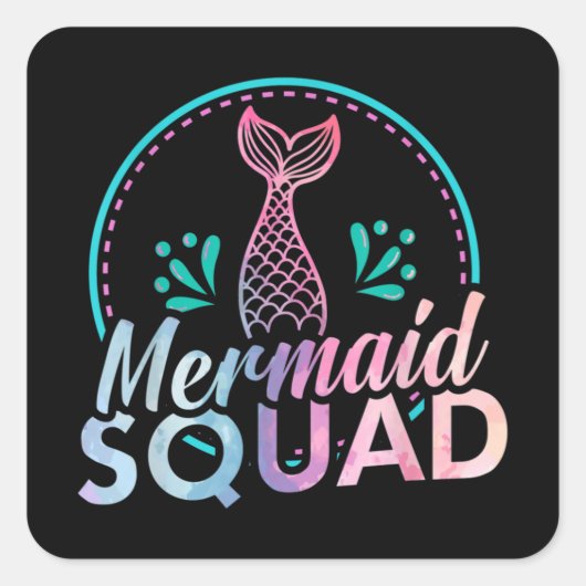 Mermaid Squad Vierkante Sticker (Voorkant)