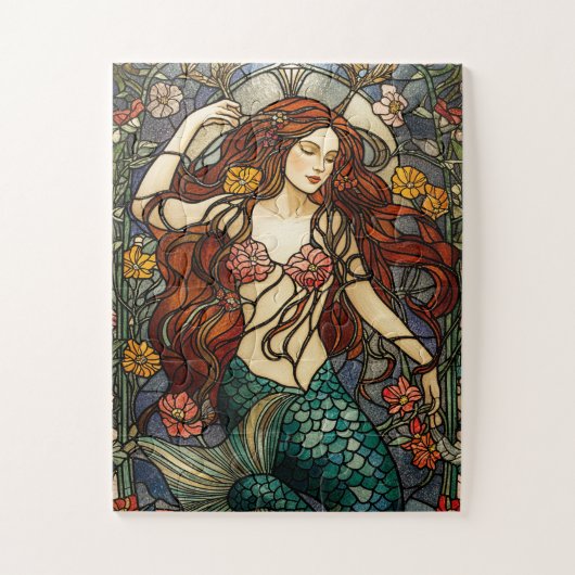 mermaid stained glass puzzel legpuzzel (Verticaal)