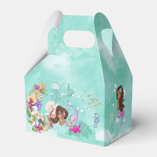 Mermaid Starfish Cute Personal Dark Hair Bedankdoosjes (Achterkant)