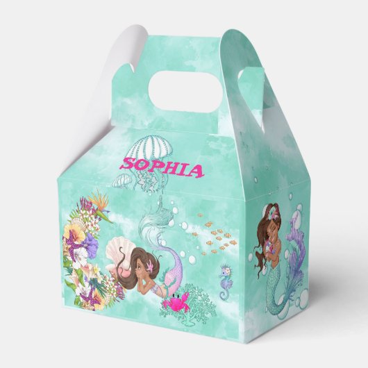Mermaid Starfish Cute Personal Dark Hair Bedankdoosjes (Voorkant Zijde)