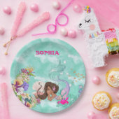 Mermaid Starfish Dark Hair Cute Personal Napkins Papieren Bordje (Feest)