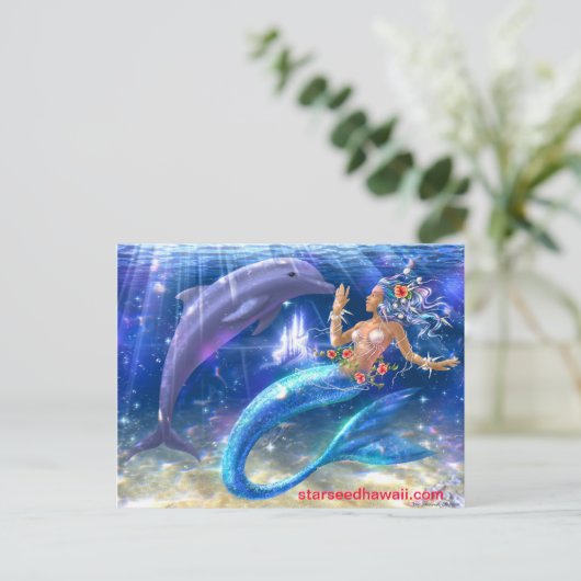 mermaid, starseedhawaii.com briefkaart (Staand voorkant)