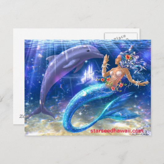 mermaid, starseedhawaii.com briefkaart (Voorkant / Achterkant)