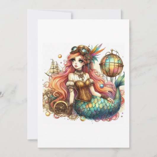 mermaid steampunk kaart (Voorkant)