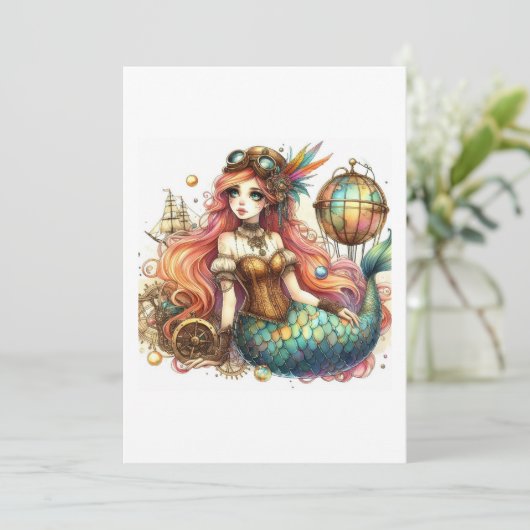 mermaid steampunk kaart (Staand voorkant)
