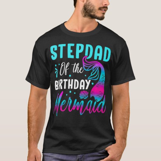 Mermaid Stepdad van de Birthday Matching Party's P T-shirt (Voorkant)