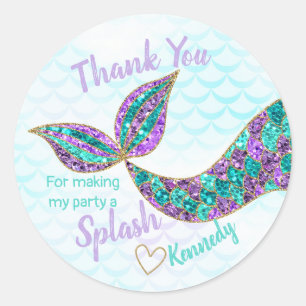 Mermaid sticker Glitter, onder het zee Dank u wel