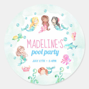 Mermaid sticker, mermaid party favors sticker