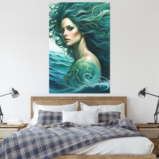 Mermaid Stretched Canvas Afdrukken (Insitu (Slaapkamer))