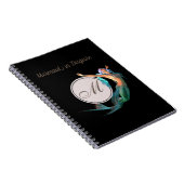 Mermaid Summer Black Monogram Modern Chic Notitieboek (Rechterzijde)