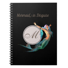 Mermaid Summer Black Monogram Modern Chic Notitieboek