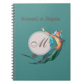 Mermaid Summer Blue Blauwgroen Monogram Modern Chi Notitieboek (Voorkant)