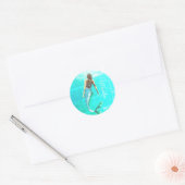 Mermaid Summer Blue Ocean Modern Chic Ronde Sticker (Envelop)