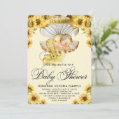 Mermaid Sunflower Baby Shower Uitnodiging (Staand voorkant)