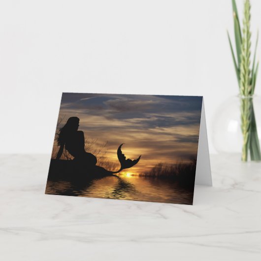 Mermaid Sunset Notecard Kaart (Voorkant)
