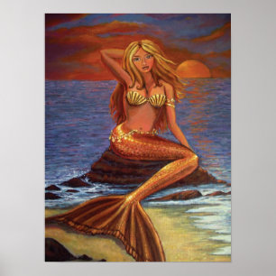 Mermaid Sunset Poster