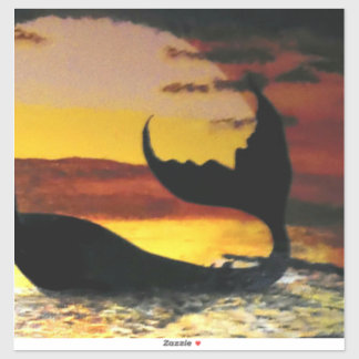 Mermaid sunset schilderij #2 sticker