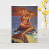 Mermaid Sunset Wenskaart Kaart (Gele Bloem)