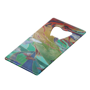 Mermaid Swimming with Butterflies Fantasy Art Creditkaart Flessenopener