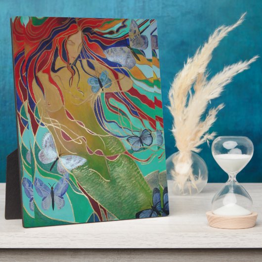 Mermaid Swimming with Butterflies Fantasy Art Fotoplaat (Zijkant)