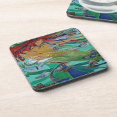 Mermaid Swimming with Butterflies Fantasy Art Onderzetter (Linkerzijde)