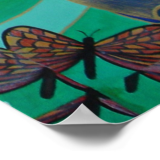 Mermaid Swimming with Butterflies Fantasy Art Poster (Hoek)