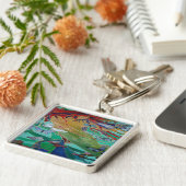 Mermaid Swimming with Butterflies Fantasy Art Sleutelhanger (Zijkant)