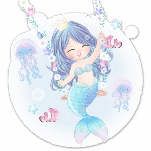 Mermaid Swinging Sticker (Voorkant)