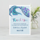 Mermaid Tail Achtergrond Birthday Partij Bedankkaart (Staand voorkant)