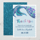 Mermaid Tail Achtergrond Birthday Partij Bedankkaart (Voorkant / Achterkant)