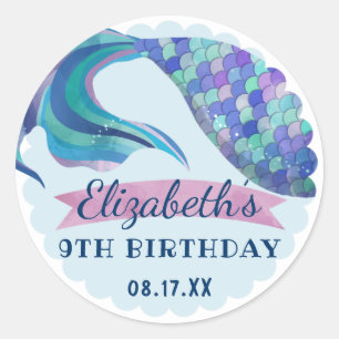Mermaid Tail Achtergrond Birthday Partij Ronde Sticker