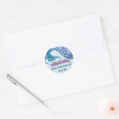 Mermaid Tail Achtergrond Birthday Partij Ronde Sticker (Envelop)