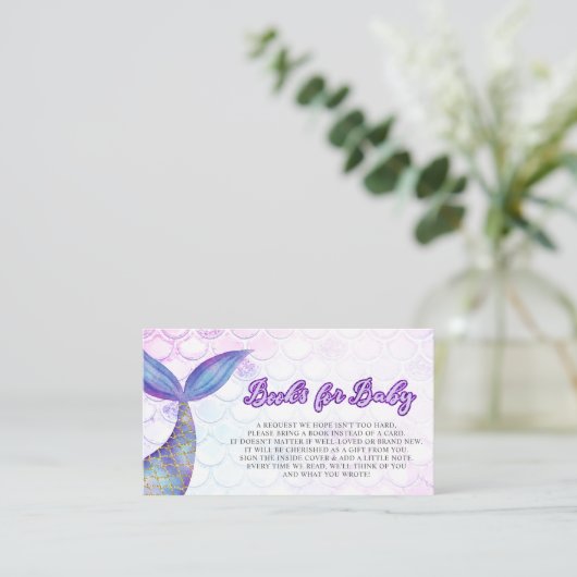 Mermaid Tail Baby shower Boek Aanvraag Informatiekaartje (Staand voorkant)