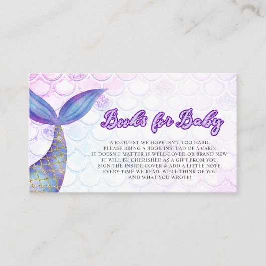 Mermaid Tail Baby shower Boek Aanvraag Informatiekaartje (Voorkant)