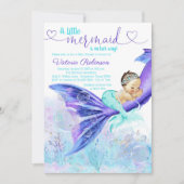 Mermaid Tail Baby shower Brunette Mermaid Kaart (Voorkant)