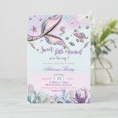 Mermaid Tail Baby shower Onder het Zee Baby Meisje Kaart (Staand voorkant)